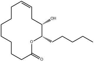 (10Z,13S,14S)-13-ヒドロキシ-14-ペンチルオキサシクロテトラデカ-10-エン-2-オン 化学構造式