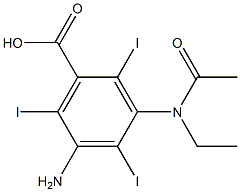 3-[(アセチル)(エチル)アミノ]-5-アミノ-2,4,6-トリヨード安息香酸 化学構造式