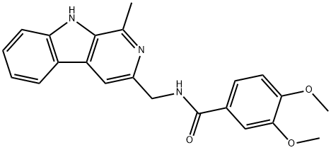 N-(1-メチル-9H-ピリド[3,4-b]インドール-3-イルメチル)-3,4-ジメトキシベンズアミド 化学構造式
