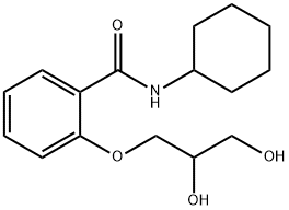 N-シクロヘキシル-o-(2,3-ジヒドロキシプロポキシ)ベンズアミド 化学構造式