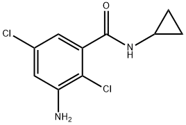 3-アミノ-N-シクロプロピル-2,5-ジクロロベンズアミド 化学構造式
