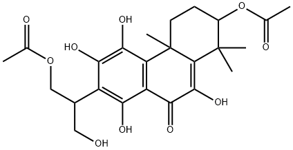 2-Acetyloxy-7-[2-acetyloxy-1-(hydroxymethyl)ethyl]-2,3,4,4a-tetrahydro-5,6,8,10-tetrahydroxy-1,1,4a-trimethylphenanthren-9(1H)-one 结构式