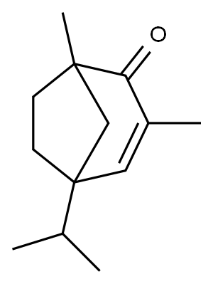 Bicyclo[3.2.1]oct-3-en-2-one, 1,3-dimethyl-5-(1-methylethyl)- (9CI) Struktur