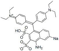 N-[4-[(4-Amino-3-sulfonato-6-sodiosulfo-1-naphthalenyl)[4-(diethylamino)phenyl]methylene]-2,5-cyclohexadien-1-ylidene]-N-ethylethanaminium Structure