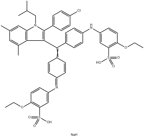5-[[4-[[2-(4-Chlorophenyl)-1-(2-methylpropyl)-4,6-dimethyl-1H-indol-3-yl][4-[(4-ethoxy-3-sodiosulfophenyl)amino]phenyl]methylene]-2,5-cyclohexadien-1-ylidene]amino]-2-ethoxybenzenesulfonic acid Structure