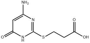 3-[(6-アミノ-1,4-ジヒドロ-4-オキソピリミジン-2-イル)チオ]プロパン酸 化学構造式