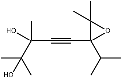 5-(3,3-ジメチル-2-イソプロピルオキシラニル)-2,3-ジメチル-4-ペンチン-2,3-ジオール 化学構造式