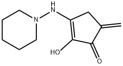 2-Hydroxy-5-methylene-3-(piperidinoamino)-2-cyclopenten-1-one Struktur