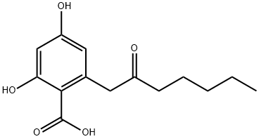 2,4-Dihydroxy-6-(2-oxoheptyl)benzoic acid Struktur
