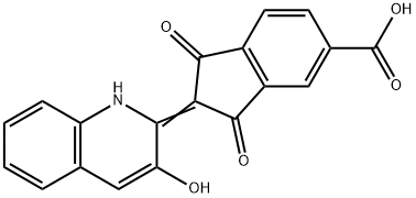 2,3-ジヒドロ-2-[3-ヒドロキシキノリン-2(1H)-イリデン]-1,3-ジオキソ-1H-インデン-5-カルボン酸 化学構造式