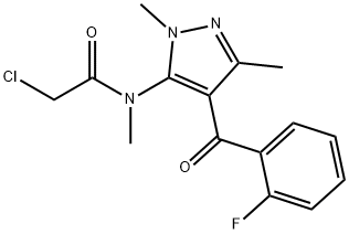 2-chloro-N-[4-(2-fluorobenzoyl)-1,3-dimethyl-1H-pyrazol-5-yl]-N-methylacetamide Struktur