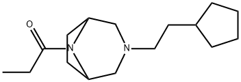 3-(2-Cyclopentylethyl)-8-propionyl-3,8-diazabicyclo[3.2.1]octane 结构式