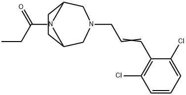 3-[3-(2,6-Dichlorophenyl)-2-propenyl]-8-propionyl-3,8-diazabicyclo[3.2.1]octane Struktur