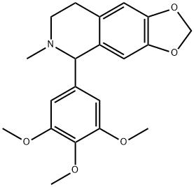 5,6,7,8-テトラヒドロ-6-メチル-5-(3,4,5-トリメトキシフェニル)-1,3-ジオキソロ[4,5-g]イソキノリン 化学構造式