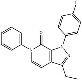 1,6-ジヒドロ-3-エチル-1-(4-フルオロフェニル)-7H-ピラゾロ[3,4-c]ピリジン-7-オン 化学構造式
