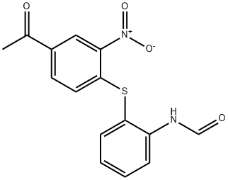2-Nitro-4-acetylphenyl(2-formylaminophenyl) sulfide Struktur
