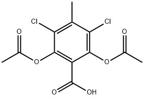 2,6-Bis(acetyloxy)-3,5-dichloro-p-toluic acid Struktur