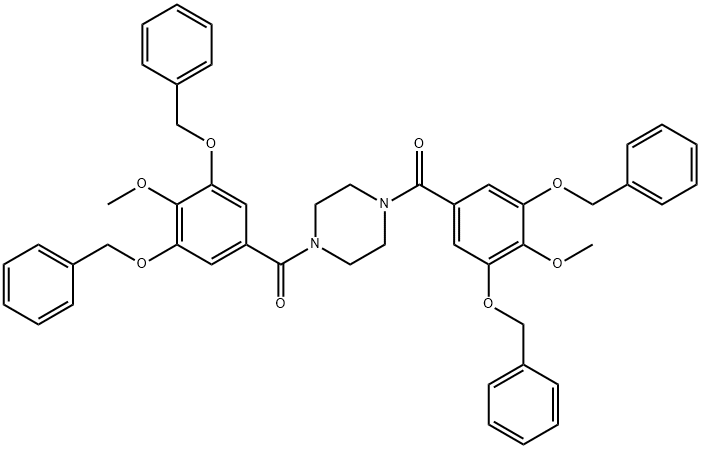 1,4-Bis[3,5-bis(benzyloxy)-4-methoxybenzoyl]piperazine Struktur