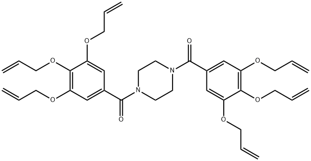 1,4-ビス[3,4,5-トリス(アリルオキシ)ベンゾイル]ピペラジン 化学構造式