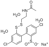 Sodium 2'-(2-acetamidoethyldithio)-4,4'-dichloro-2-biphenylsulfinate trihydrate Struktur