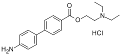 4-Biphenylcarboxylic acid, 4'-amino-, 2-(diethylamino)ethyl ester, hydrochloride Structure