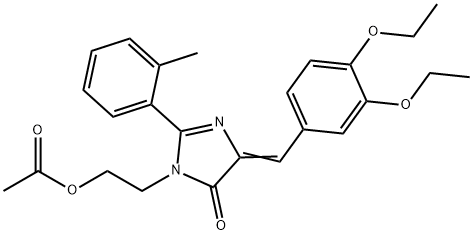 4H-Imidazol-4-one,  3-[2-(acetyloxy)ethyl]-5-[(3,4-diethoxyphenyl)methylene]-3,5-dihydro-2-(2-methylphenyl)- Structure