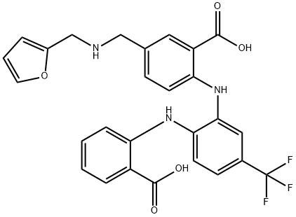Benzoic  acid,  2-[[2-[(2-carboxyphenyl)amino]-5-(trifluoromethyl)phenyl]amino]-5-[[(2-furanylmethyl)amino]methyl]-|