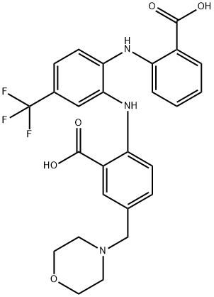 Benzoic  acid,  2-[[2-[(2-carboxyphenyl)amino]-5-(trifluoromethyl)phenyl]amino]-5-(4-morpholinylmethyl)- Structure