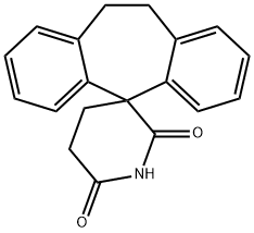 10,11-ジヒドロスピロ[5H-ジベンゾ[a,d]シクロヘプテン-5,3'-ピペリジン]-2',6'-ジオン 化学構造式