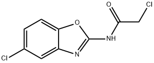 2-クロロ-N-(5-クロロベンゾオキサゾール-2-イル)アセトアミド 化学構造式
