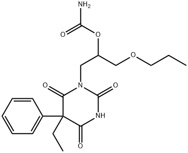 1-[2-(アミノカルボニルオキシ)-3-プロポキシプロピル]-5-エチル-5-フェニルバルビツル酸 化学構造式