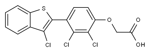 [4-(3-クロロベンゾ[b]チオフェン-2-イル)-2,3-ジクロロフェノキシ]酢酸 化学構造式