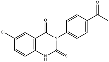 3-(4-アセチルフェニル)-6-クロロ-2,3-ジヒドロ-2-チオキソキナゾリン-4(1H)-オン 化学構造式