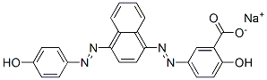 2-ヒドロキシ-5-[[4-[(4-ヒドロキシフェニル)アゾ]-1-ナフタレニル]アゾ]安息香酸ナトリウム 化学構造式