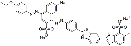 2-[2-[4-[[4-[(4-エトキシフェニル)アゾ]-7-ソジオスルホ-1-ナフタレニル]アゾ]フェニル]ベンゾチアゾール-6-イル]-6-メチルベンゾチアゾール-7-スルホン酸ナトリウム 化学構造式