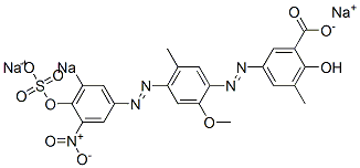 2-ヒドロキシ-5-[[4-[(4-ヒドロキシ-3-ニトロ-5-ソジオスルホフェニル)アゾ]-5-メチル-2-メトキシフェニル]アゾ]-3-メチル安息香酸ナトリウム 化学構造式
