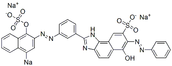 6-ヒドロキシ-2-[3-[(1-ヒドロキシ-4-ソジオスルホ-2-ナフタレニル)アゾ]フェニル]-7-フェニルアゾ-1H-ナフト[1,2-d]イミダゾール-8-スルホン酸ナトリウム 化学構造式