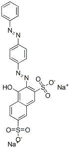 4-ヒドロキシ-3-[[4-(フェニルアゾ)フェニル]アゾ]ナフタレン-2,7-ジスルホン酸二ナトリウム 化学構造式