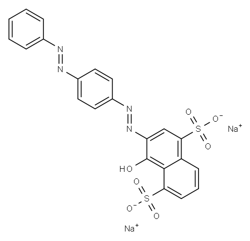 4-Hydroxy-3-[[4-(phenylazo)phenyl]azo]naphthalene-1,5-disulfonic acid disodium salt Structure
