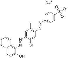 4-[[5-ヒドロキシ-4-[(2-ヒドロキシ-1-ナフタレニル)アゾ]-2-メチルフェニル]アゾ]ベンゼンスルホン酸ナトリウム 化学構造式