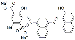 2-Hydroxy-3-[[4-[(2-hydroxy-1-naphthalenyl)azo]-1-naphthalenyl]azo]-5-sodiosulfobenzoic acid sodium salt Structure