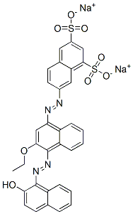 7-[[3-エトキシ-4-[(2-ヒドロキシ-1-ナフタレニル)アゾ]-1-ナフタレニル]アゾ]ナフタレン-1,3-ジスルホン酸二ナトリウム 化学構造式