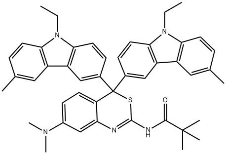 N-[7-(Diethylamino)-4,4-bis(9-ethyl-6-methyl-9H-carbazol-3-yl)-4H-3,1-benzothiazin-2-yl]pivalamide Structure