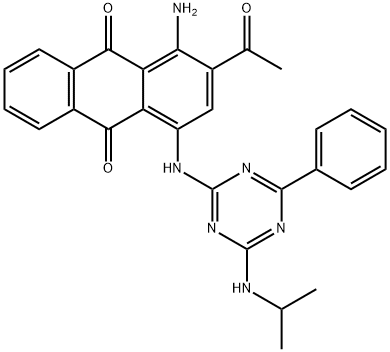 2-acetyl-1-amino-4-[[4-[(1-methylethyl)amino]-6-phenyl-1,3,5-triazin-2-yl]amino]anthraquinone Struktur