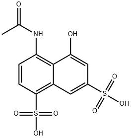 4-(アセチルアミノ)-5-ヒドロキシ-1,7-ナフタレンジスルホン酸 化学構造式