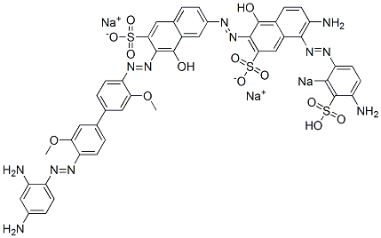 6-Amino-5-[(4-amino-2-sodiosulfophenyl)azo]-7'-[[4'-[(2,4-diaminophenyl)azo]-3,3'-dimethoxy[1,1'-biphenyl]-4-yl]azo]-1,8'-dihydroxy[2,2'-azobisnaphthalene]-3,6'-disulfonic acid disodium salt Structure