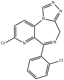8-クロロ-6-(2-クロロフェニル)-4H-ピリド[2,3-f][1,2,4]トリアゾロ[4,3-a][1,4]ジアゼピン 化学構造式