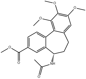 (5S)-6,7-ジヒドロ-5-アセチルアミノ-9,10,11-トリメトキシ-5H-ジベンゾ[a,c]シクロヘプテン-3-カルボン酸メチル 化学構造式
