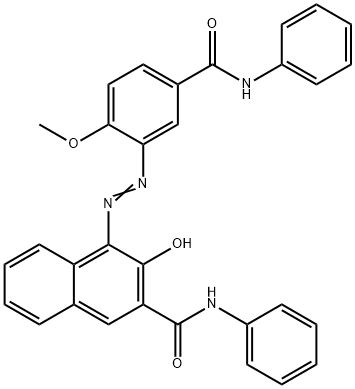 3-ヒドロキシ-4-[[2-メトキシ-5-[(フェニルアミノ)カルボニル]フェニル]アゾ]-N-フェニル-2-ナフタレンカルボアミド 化学構造式
