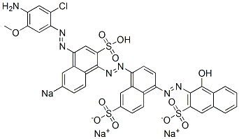4-[[4-[(4-アミノ-2-クロロ-5-メトキシフェニル)アゾ]-6-ソジオスルホ-1-ナフタレニル]アゾ]-1'-ヒドロキシ[1,2'-アゾビスナフタレン]-3',6-ジスルホン酸二ナトリウム 化学構造式